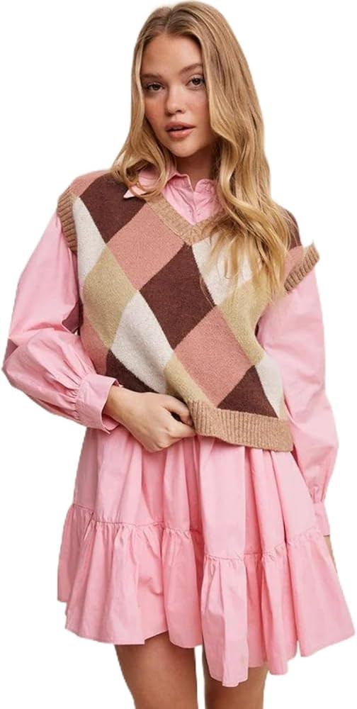 Argyle Cropped Sweater Vest | Amazon (US)