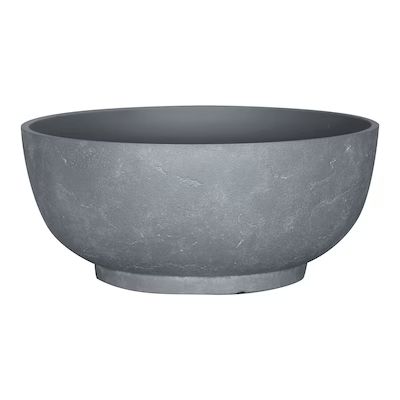 allen + roth 13.35-in x 6.1-in Gray Resin Low Bowl Planter with Drainage Holes | Lowe's