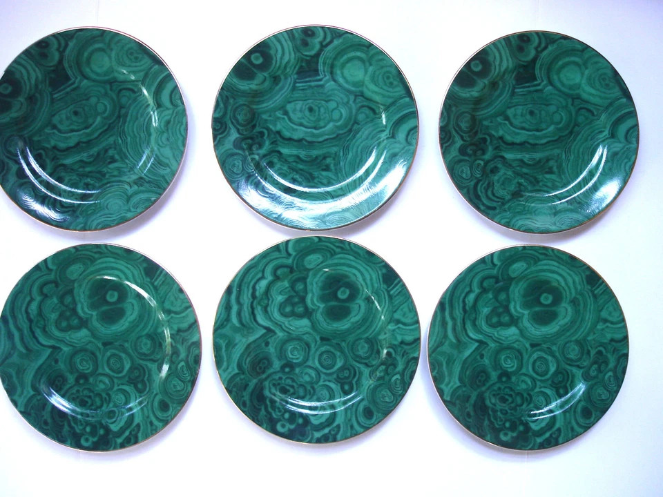 Vintage Neiman Marcus Green Malachite Salad/Bread/Dessert Plate SET of 6 RARE  | eBay | eBay US