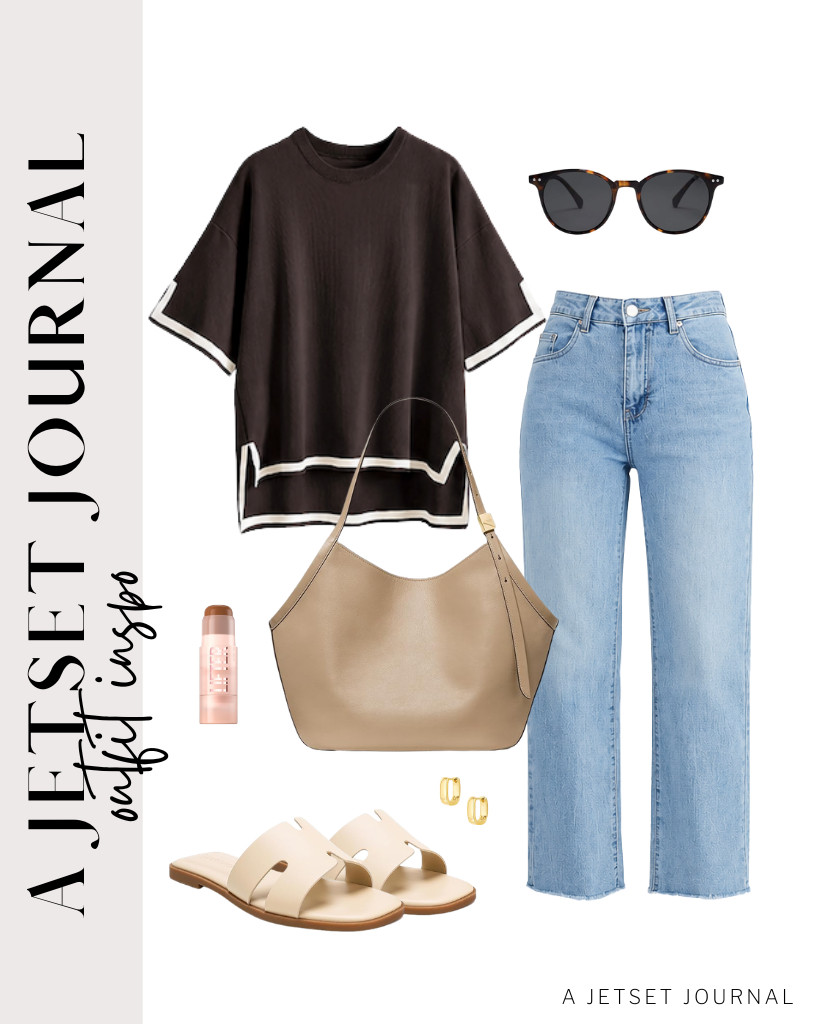 A coffee-colored knit pullover and straight-leg jeans combo is perfect with Stratuxx flat slide sandals. I also discovered this bestseller kate spade leather tote bag that complements the outfit, along with small round SOJOS sunglasses. The fit gives you a relaxed style that keeps you comfy all day.     

#LTKSeasonal #LTKSaleAlert #LTKTravel
 

 