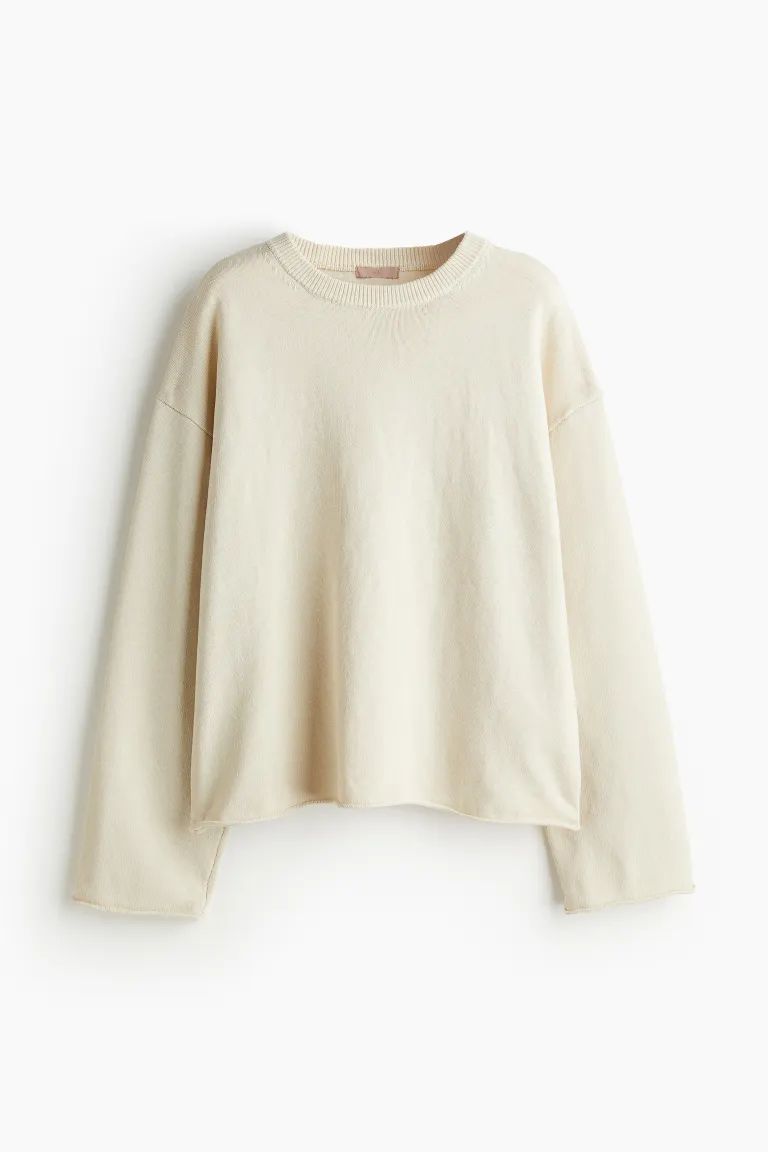 Roll-edge Sweater - Light beige - Ladies | H&M US | H&M (US + CA)