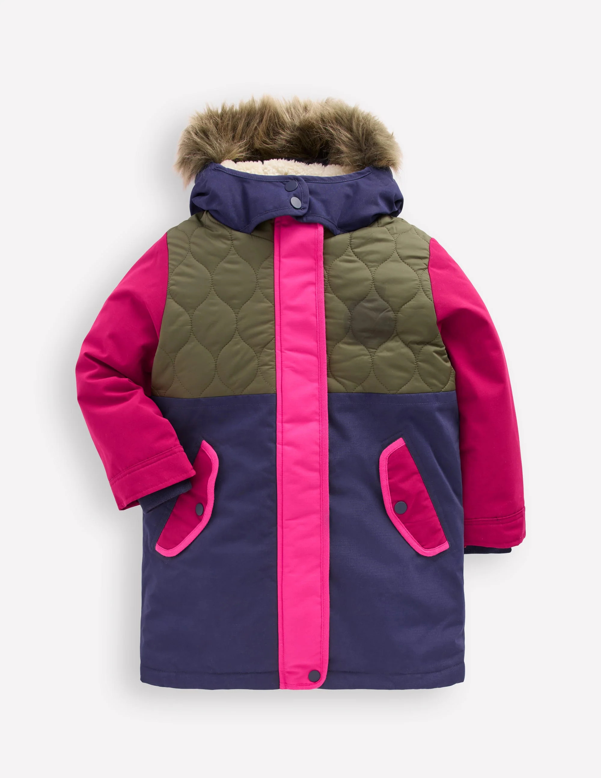 Joni Quilted Parka Coat-Multi Colourblock | Boden (US)