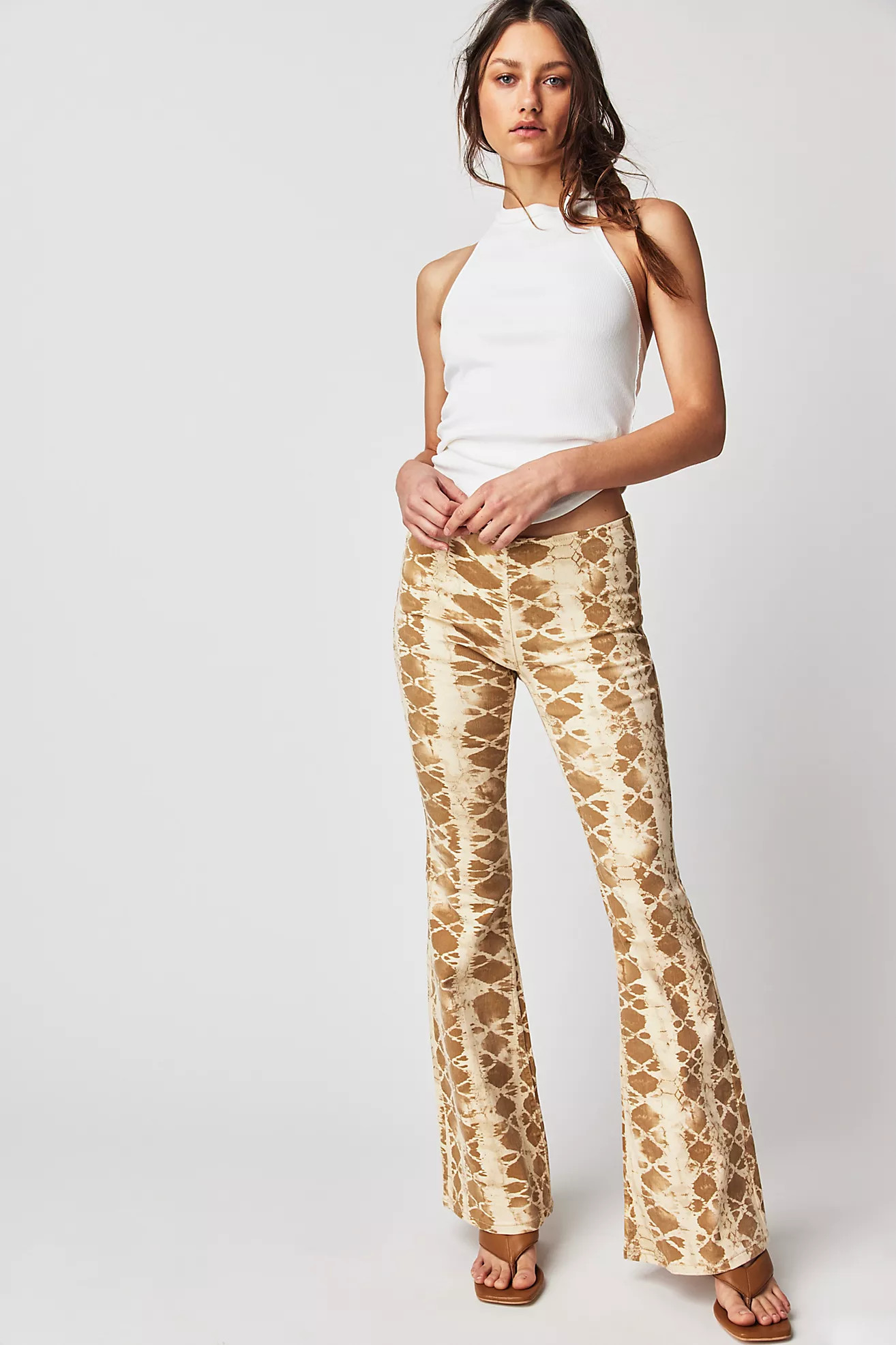 Penny Pull-On Printed Flare Jeans | Free People (Global - UK&FR Excluded)