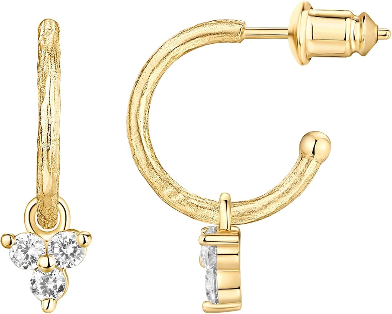 PAVOI 14K Gold Plated 925 Sterling Silver Post Huggie With Dangle | Butterfly, Evil Eye, Hamsa, P... | Amazon (US)