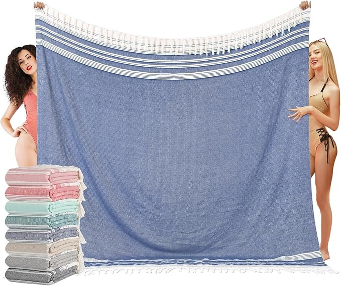 Oversized Turkish Beach Towel Blanket XXL Cotton Sandproof Towels Boho Woven Extra Large Big Sand... | Amazon (US)
