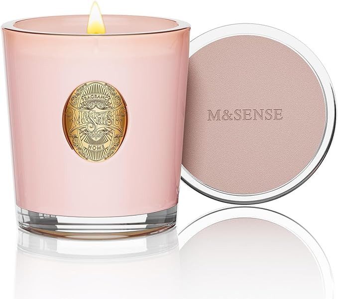 M&SENSE Natural Soy Candle| Coconut Lime Apricot Pink | 10.2 oz, 55H Burn | Luxury Scented Candle... | Amazon (US)