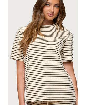 Edikted Women's Brena Striped Oversized T Shirt - Macy's | Macy's