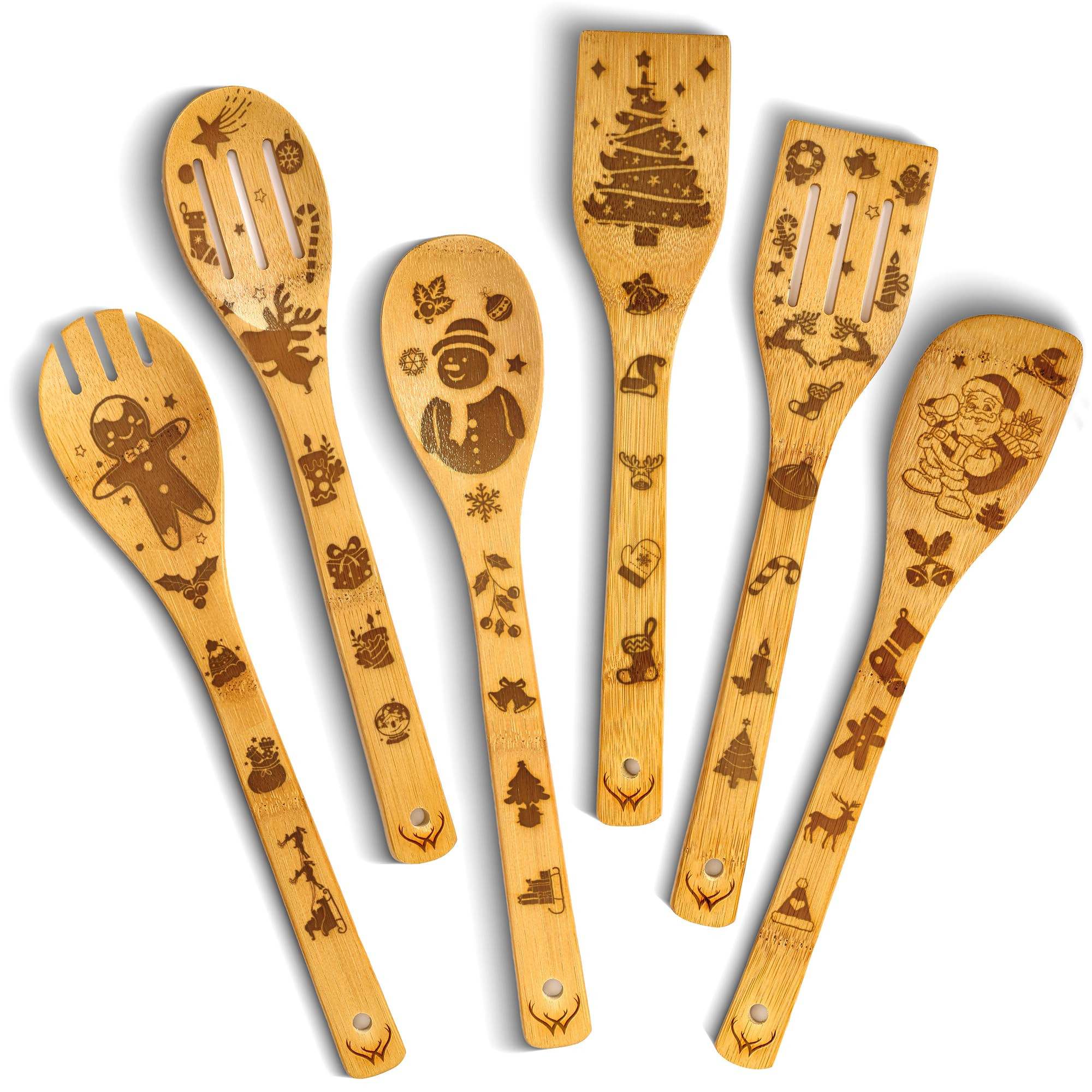 Christmas Wooden Spoons for Cooking - 6-Piece, Christmas Kitchen Utensils Gifts for Kitchen Decor... | Amazon (US)