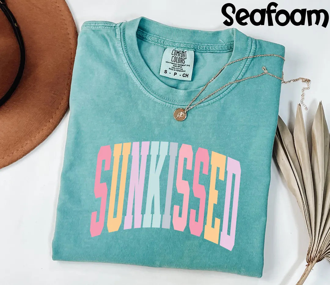 Comfort Colors® Sunkissed Shirt Coastal Aesthetic Tee, Retro Varsity Beach Shirt, Summer Vibes G... | Etsy (US)