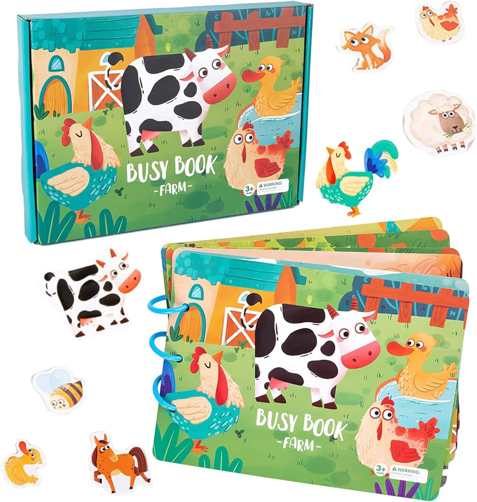 MIKNEKE DIY Quiet Book for Toddlers, Montessori Busy Book for Kids, Farm Preschool Learning Activ... | Amazon (US)
