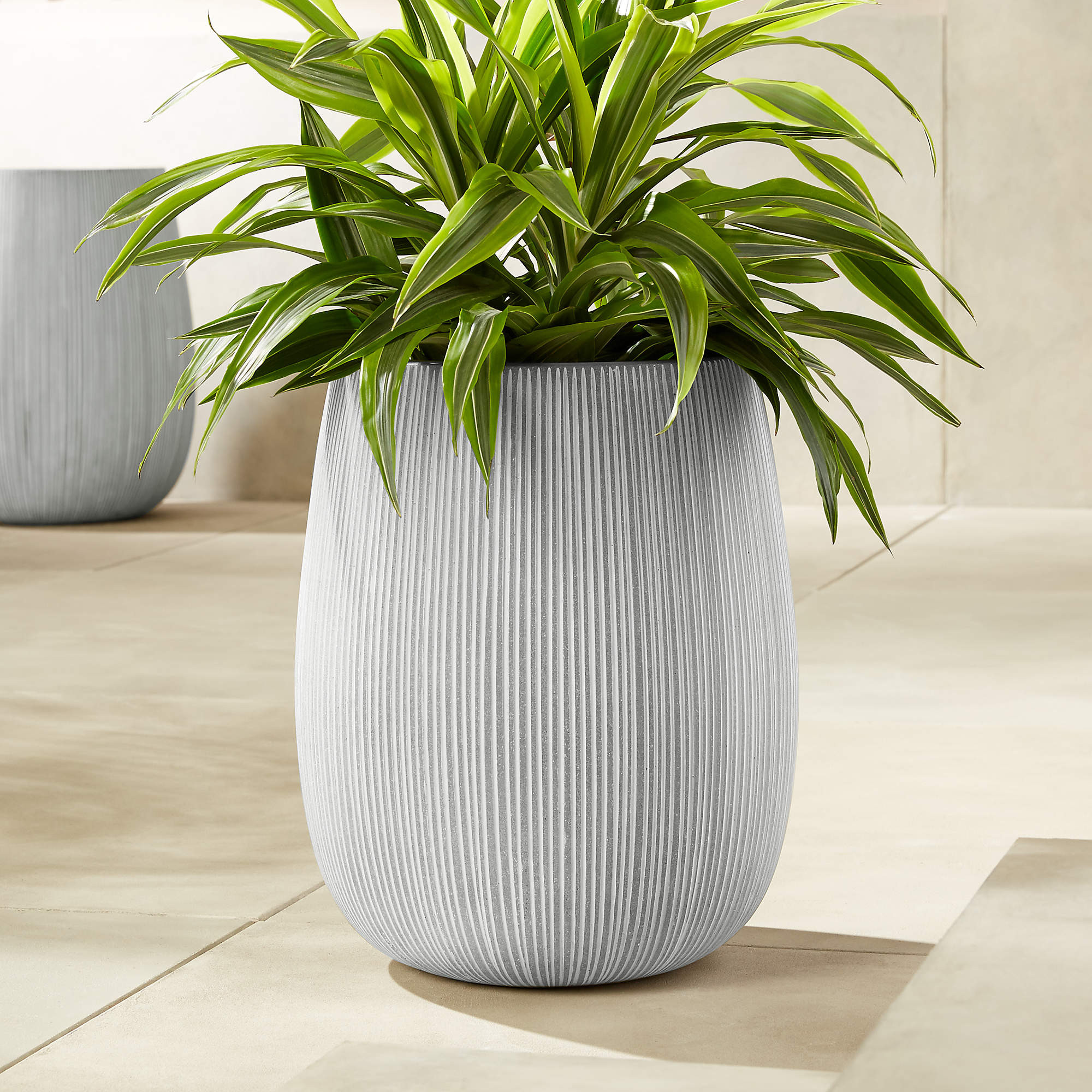Pod Modern Grey Cement Outdoor Planter Large + Reviews | CB2 | CB2