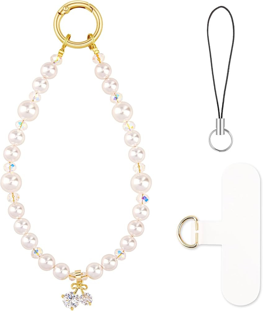 HONZUEN Phone Charm Wrist Strap, Beaded Phone Bracelet Strap for Women, Wristlet Chain for Cellph... | Amazon (US)