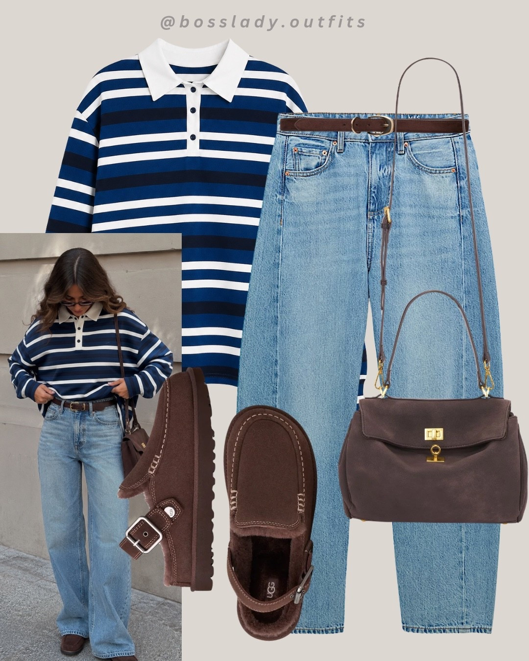 Rugby polo season just hit different this year

Tags: striped rugby polo outfit, navy stripe polo shirt, wide leg jeans outfit, brown shearling clogs, UGG moccasin slippers, brown suede shoulder bag, fall preppy outfit, collegiate style outfit, denim with belt outfit, casual fall outfit ideas

#LTKshoes #LTKbag #LTKstyletip
