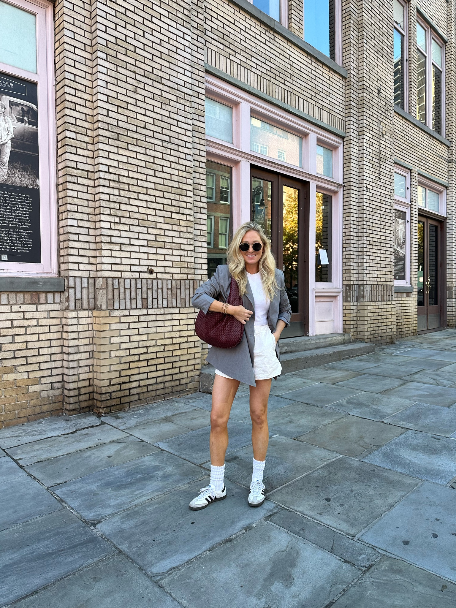 Blazer- wearing size US4 or small! Basic white shorts and tee and sambas are linked! 

#LTKFindsUnder50 #LTKStyleTip #LTKSeasonal