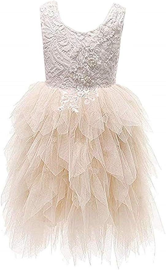Topmaker Backless A-line Lace Back Flower Girl Dress | Amazon (US)