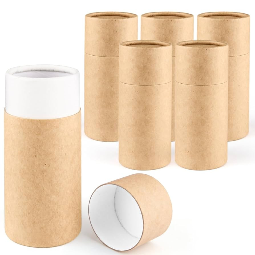 BOSMIOW 6Pcs 100ml Kraft Paper Tubes with Lid Cardboard Boxes Empty Kraft Paper Jar Round Contain... | Amazon (US)