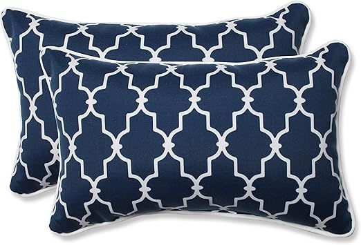 Pillow Perfect - 593470 Outdoor/Indoor Garden Gate Lumbar Pillows, 11.5" x 18.5, Blue, 2 Pack | Amazon (US)