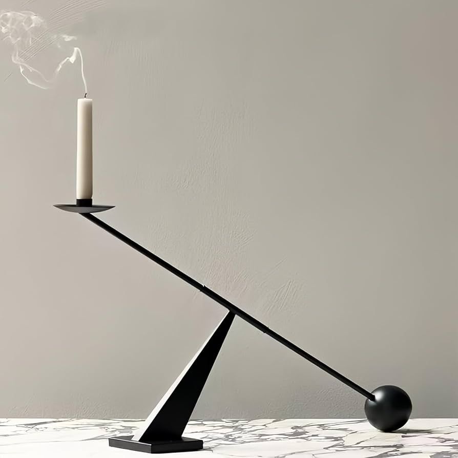 Black Metal Modern Taper Candlestick Holders,Creative Geometric Line Simple Candle Stands Decorat... | Amazon (US)