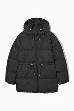 DRAWSTRING-WAIST PUFFER COAT - BLACK - COS | COS UK