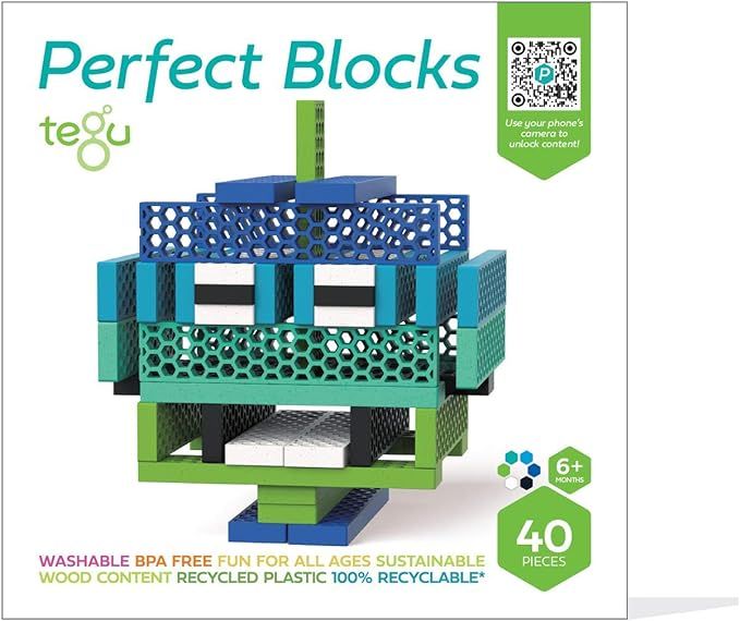 Tegu 40 Piece Perfect Blocks Building Set Green & Blue (Amazon Exclusive) | Amazon (US)