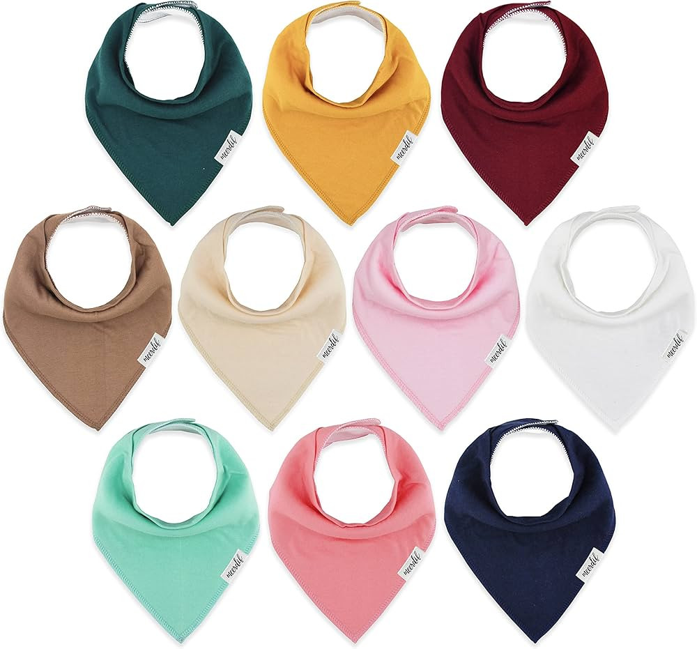 Meerdif Baby Bandana Drool Bibs 10 Pack Solid Organic Cotton Baby Bibs for Girls, Boys, Unisex - ... | Amazon (US)