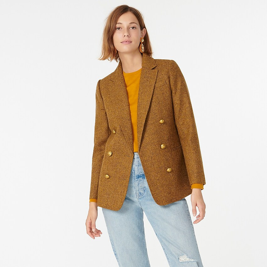 Double-breasted blazer in gold herringbone wool | J. Crew US