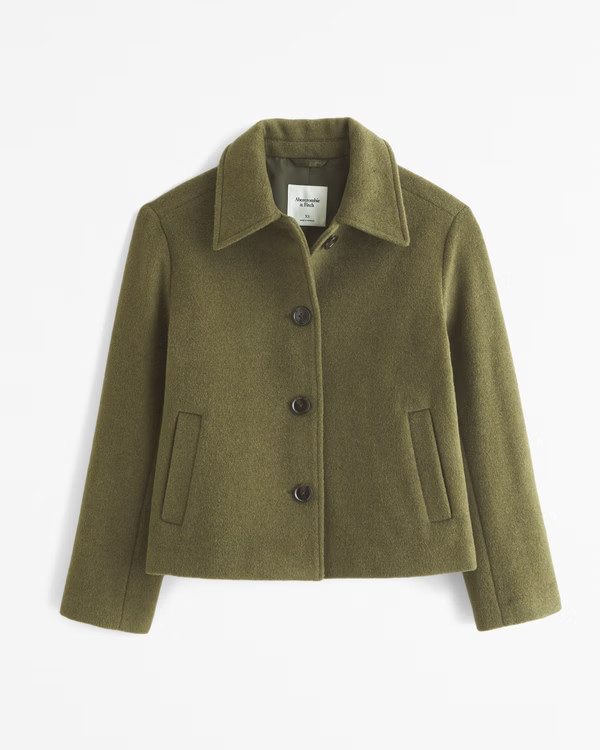 Women's Wool-Blend Short Coat | Women's New Arrivals | Abercrombie.com | Abercrombie & Fitch (US)