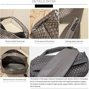 Women Vegan Leather Hand-Woven Tote Handbag Fashion Shoulder Top-handle Bag All-Match Underarm Ba... | Amazon (US)