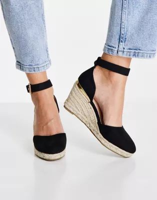 Truffle Collection espadrille wedges in black | ASOS | ASOS (Global)