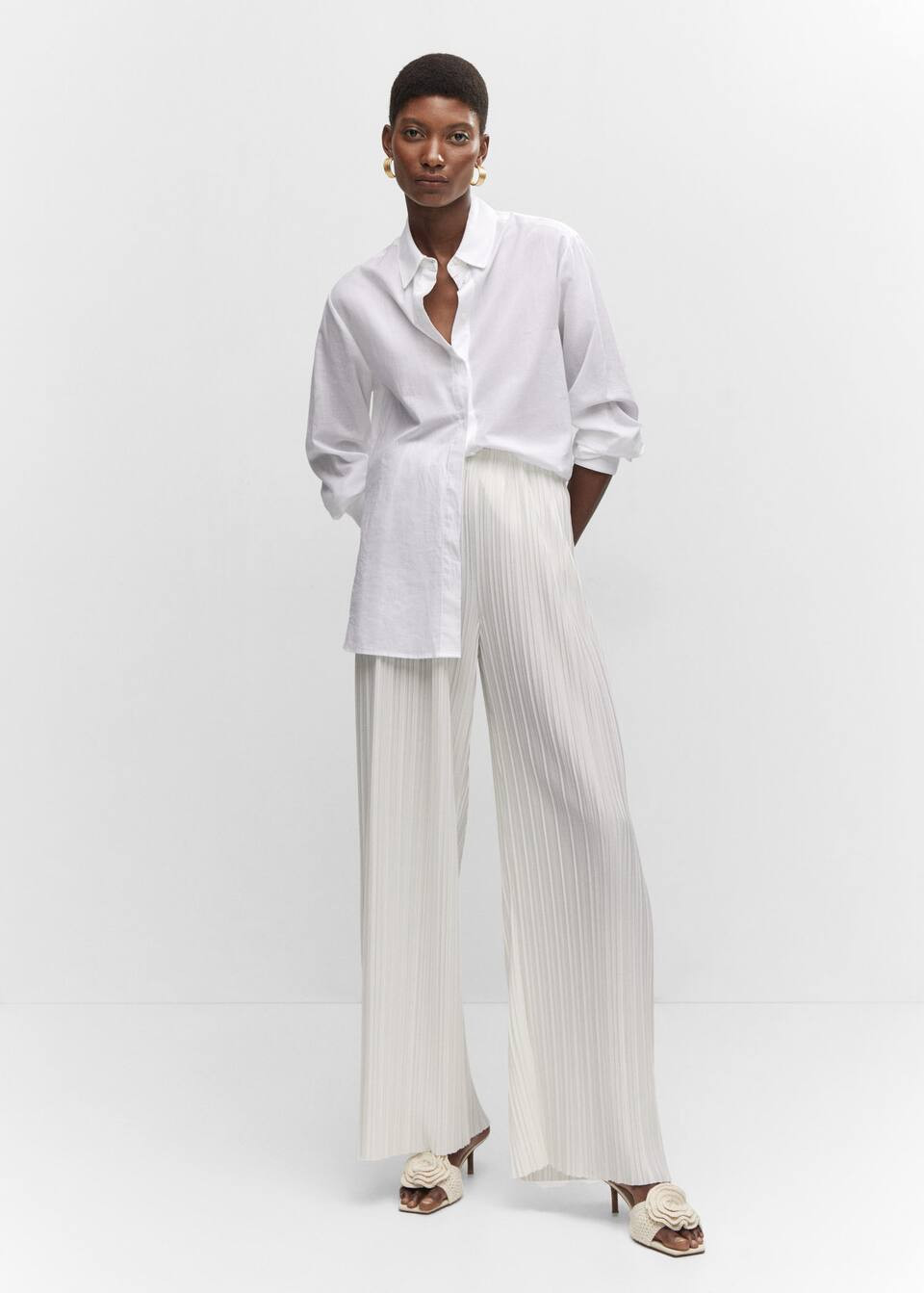 Pleated wideleg trousers | MANGO (UK)