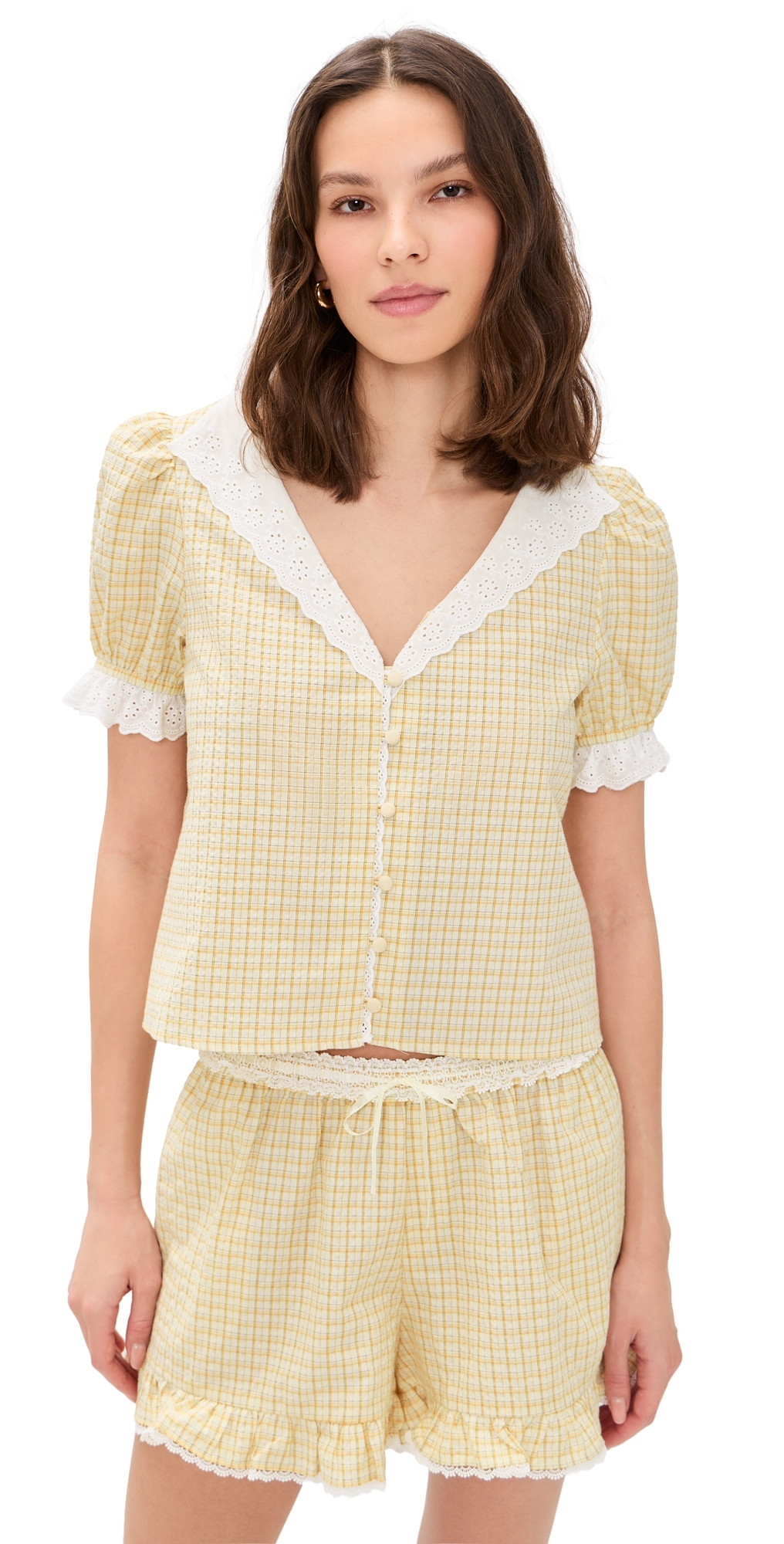 WAYF Emma Short Sleeve Top Yellow XL | Shopbop