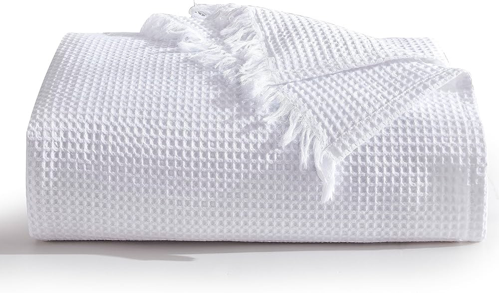 100% Cotton Waffle Blanket 90"x90" with Tassel, Lightweight Pre-Washed Soft Breathable Bedspreasd... | Amazon (US)