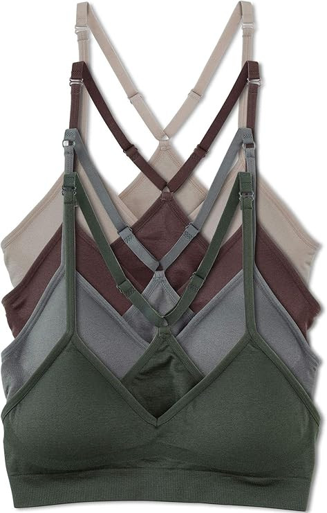 Kalon Women’s 4 Pack Racerback Sports Bralette Seamless Wireless Comfort Bra | Amazon (US)