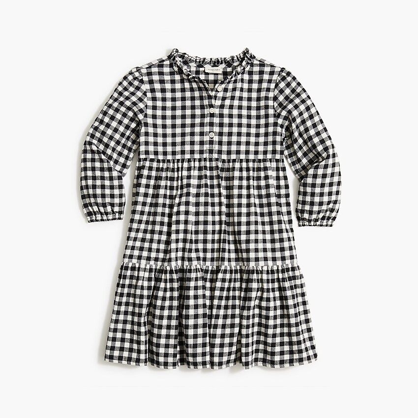 Girls' black-and-white check flannel dress | J.Crew Factory