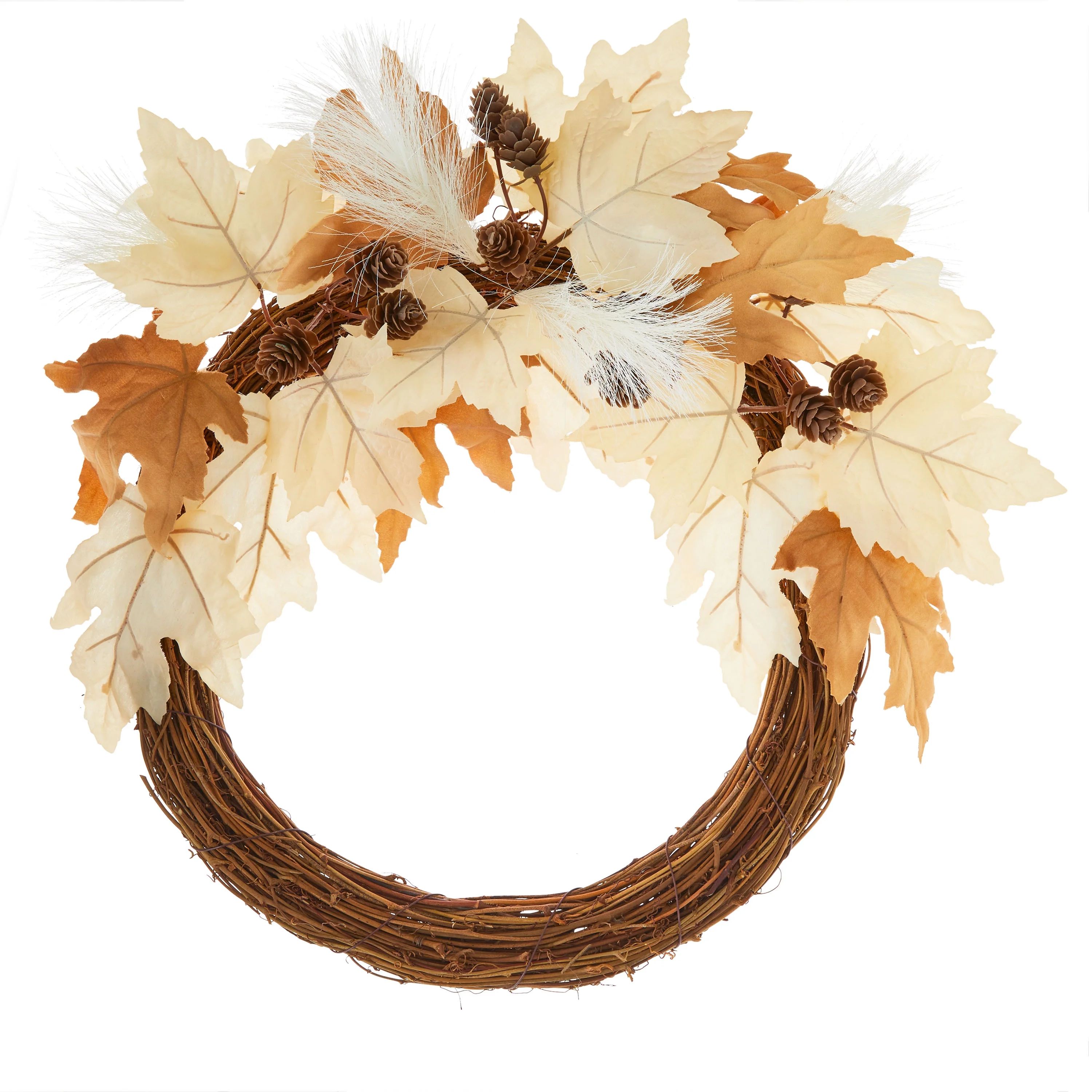 Harvest Grapevine and Cream Oak Leaf Wreath, by Way To Celebrate | Walmart (US)