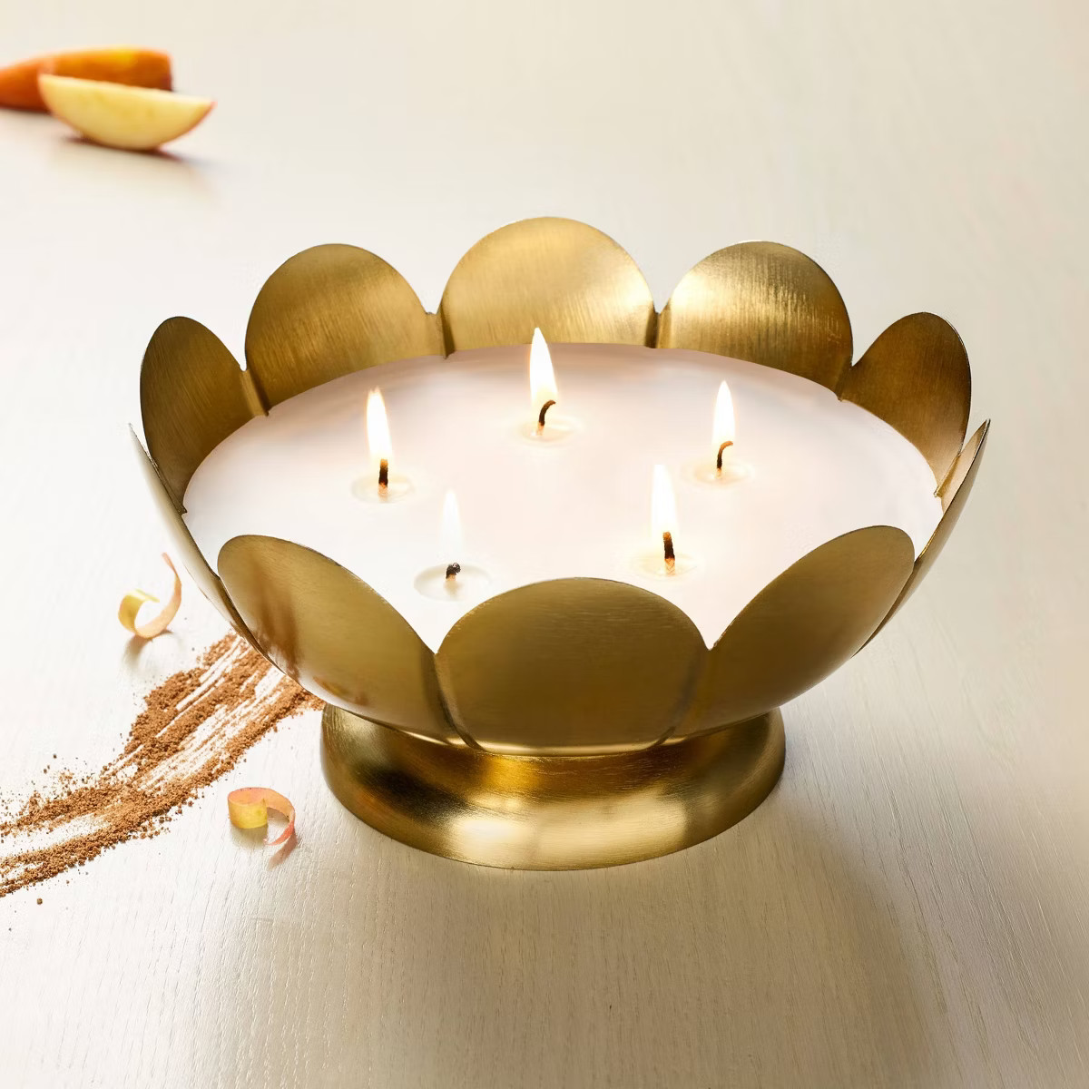 5 Wick Large Scalloped Brass Footed Candle 22oz - Hearth & Hand™ with Magnolia | Target