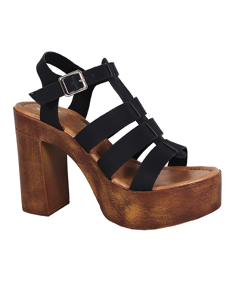 Yoki Women's Sandals BLACK - Black & Brown Strappy Louise Sandal - Women | Zulily