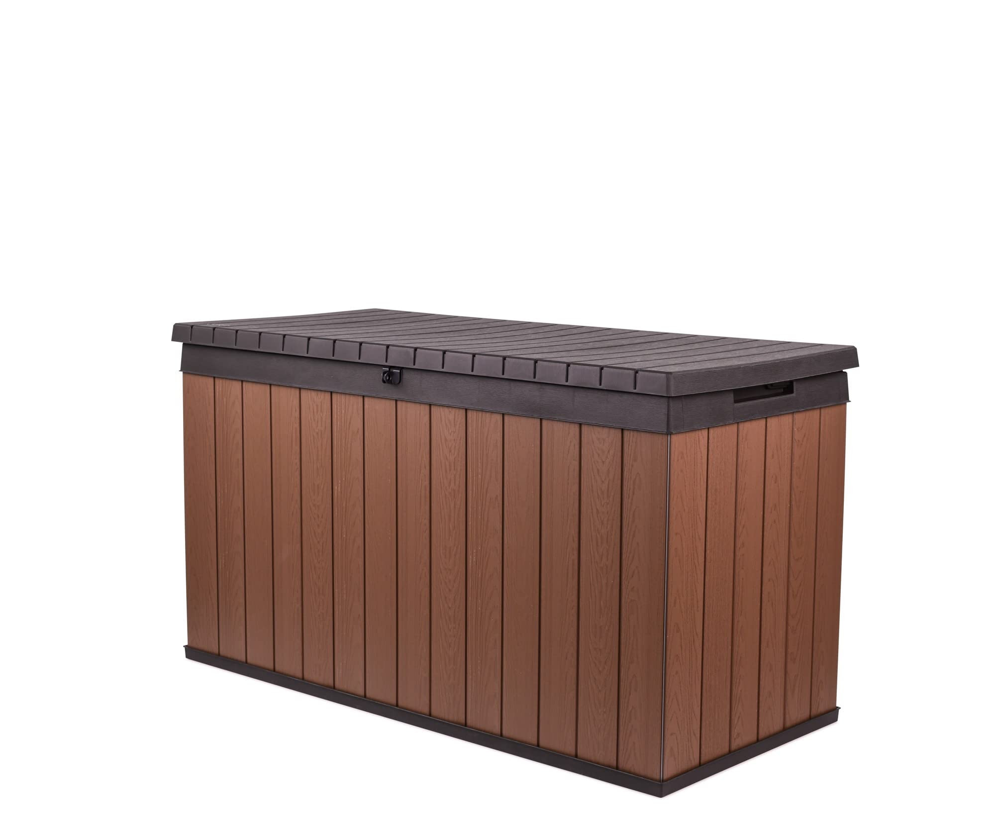 Keter Darwin 150 Gallon Resin Large Deck Box - Organization and Storage for Patio Furniture, Outdoor Cushions, Garden Tools, Brown & Black | Amazon (US)