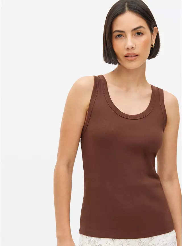 Brown Ribbed Scoop Neck Vest 20 | Tu Clothing