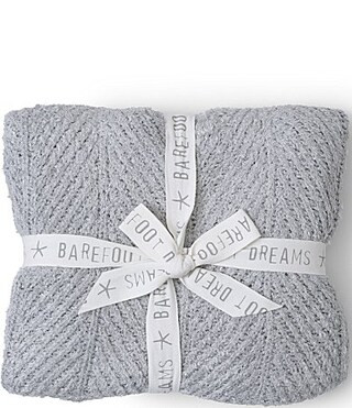 Barefoot Dreams Bamboo Cozychic� Shine Herringbone Blanket - Silver Sky | Dillard's