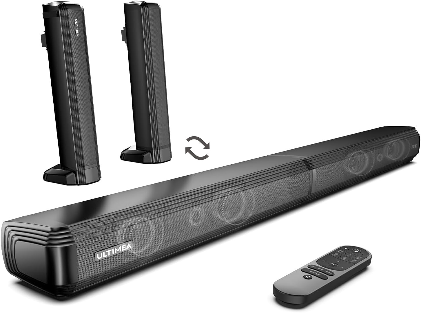 ULTIMEA 2.2ch Sound Bar for TV, Built-in Dual Subwoofer, 2 in 1 Separable Bluetooth 5.3 Soundbar ... | Walmart (US)