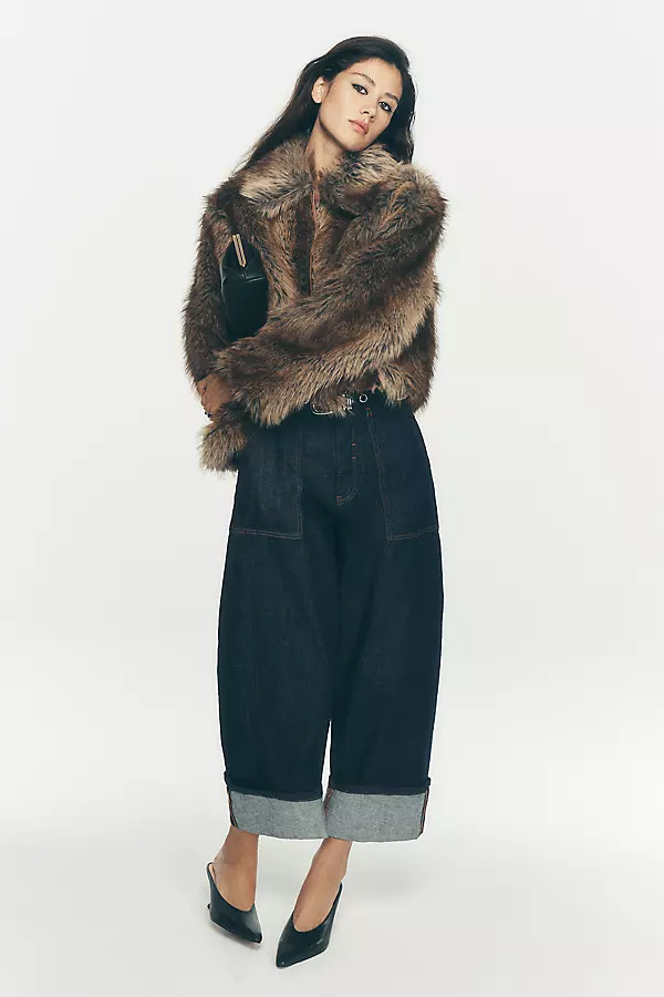 Cropped Faux Fur Coat Jacket | Anthropologie (US)