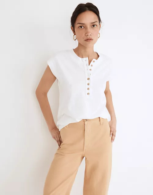 Garment-Dyed Henley Muscle Tee | Madewell