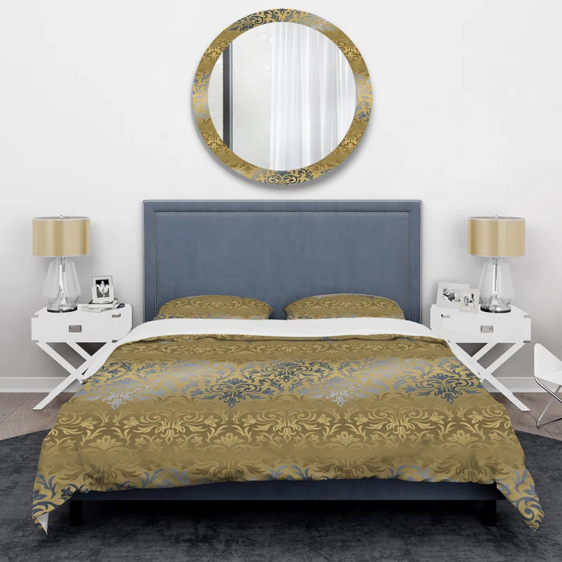 Gold Damask Damask Duvet Cover Set | Wayfair North America