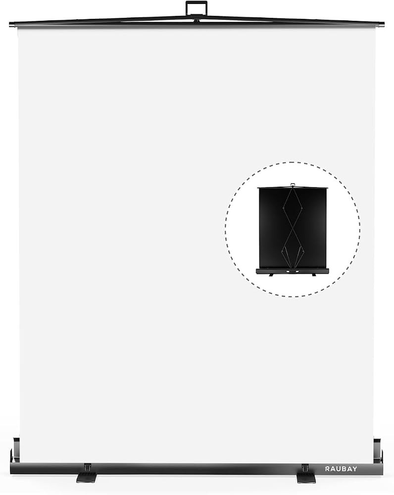 【Easy Set Up】 RAUBAY 59.8 x 82.7in Collapsible White Backdrop Screen Portable Retractable Pan... | Amazon (US)