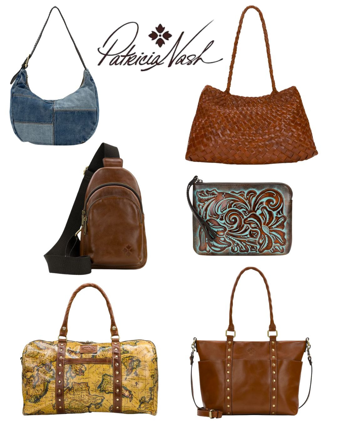 Fall hand bags from Patricia Nash Designs. 
Suede hobo, leather sling, 
Travel map duffle bag, denim, frame bags and so much more.

#LTKOver40 #LTKSeasonal #LTKgrwm