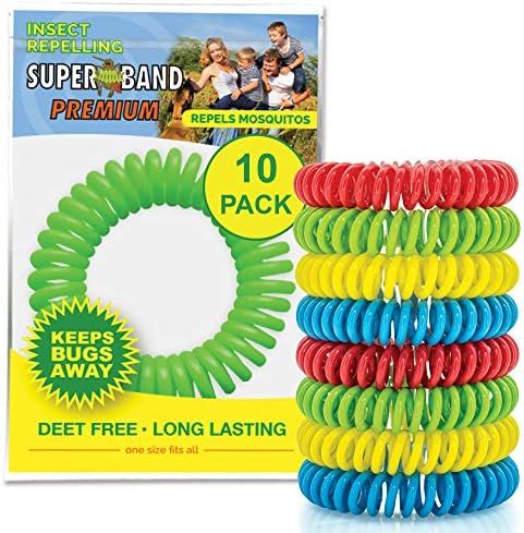 SUPERBAND Premium Mosquito Repellent Bracelet (10 Pack) - Natural Insect & Bug Repellent Band - D... | Amazon (US)