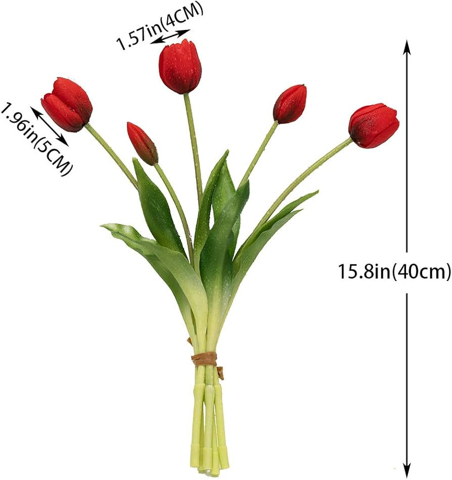 15pcs Artificial Tulips Flowers, Real Touch Latex Bouquet, Fake Tulips for Office Wedding Party H... | Amazon (US)