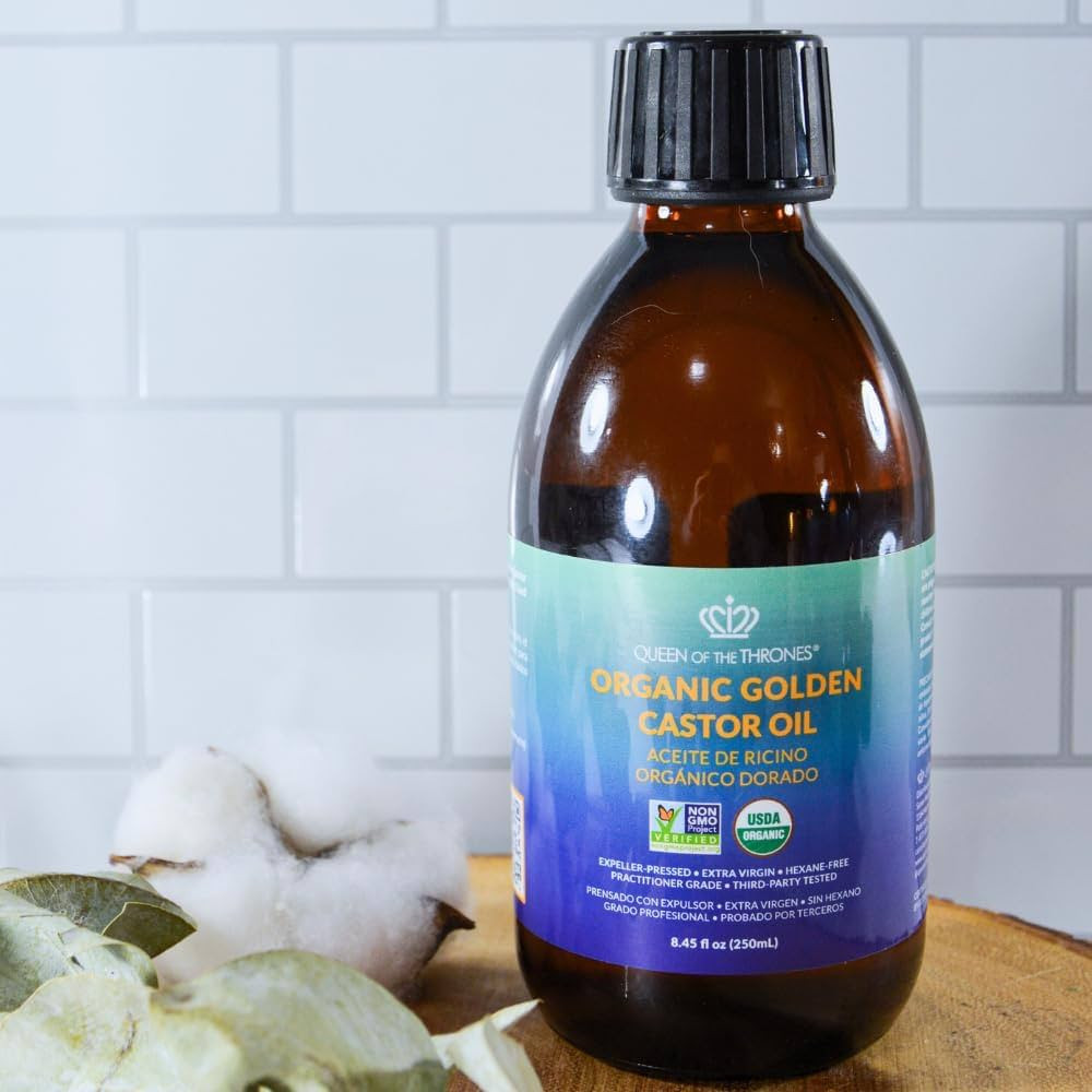 QUEEN OF THE THRONES Organic Golden Castor Oil - | 100% Pure & Expeller-Pressed for Hair, Skin & ... | Amazon (US)