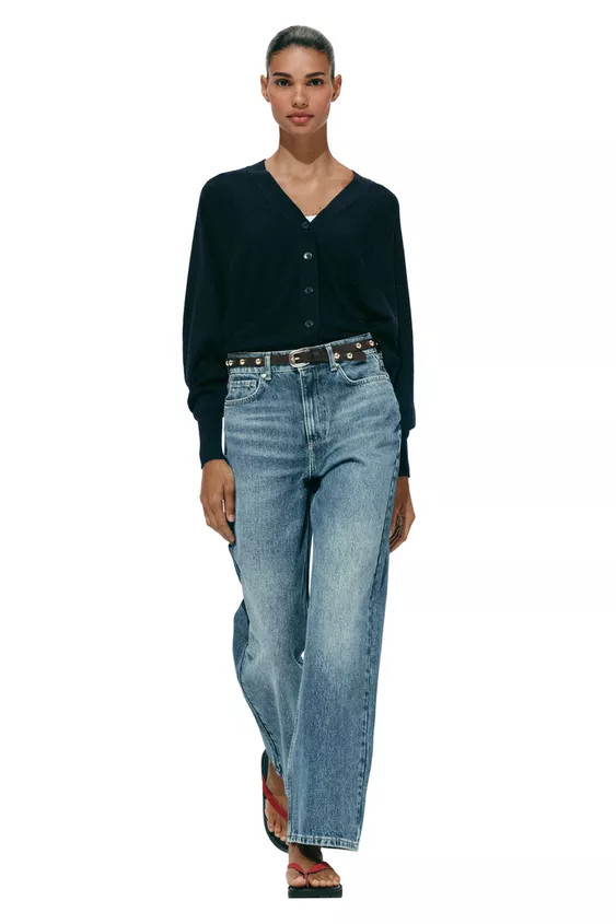 Z1975 STRAIGHT TAPERED HIGH-WAIST JEANS WITH BELT | Zara FR